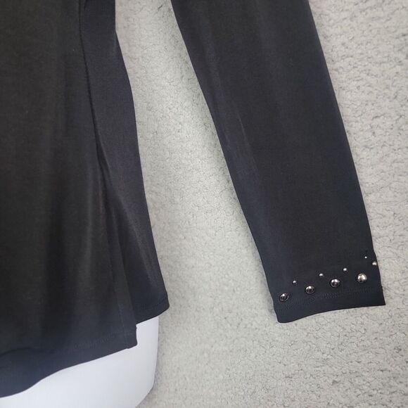 Inc International Concepts Blouse Top L Black Silver Studded Sexy Cutout Mobwife - Picture 4 of 12